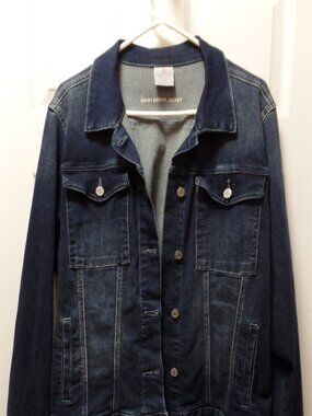 NWoT XL 18 20 Laurie Felt Daisy Denim Jacket Deep Dark Denim Blue Jacket Silver